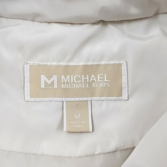 Michael Kors Women's Puffer Quilted Vest Off White Gold Size Medium - Picture 11 of 15